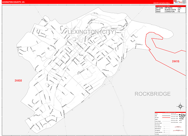 Lexington County, VA Wall Map