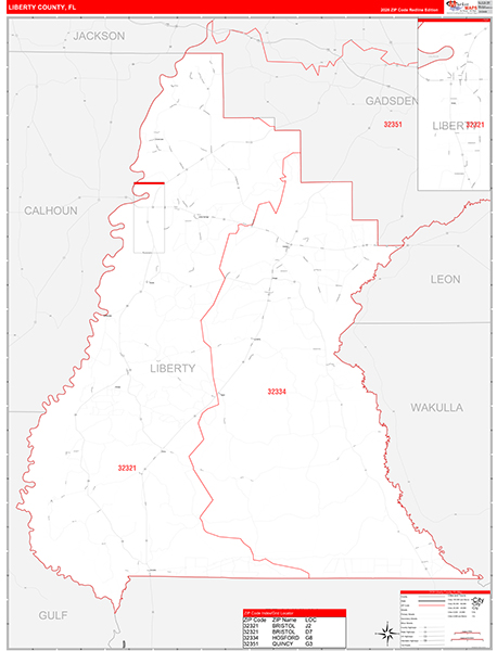 Liberty County, FL Zip Code Map
