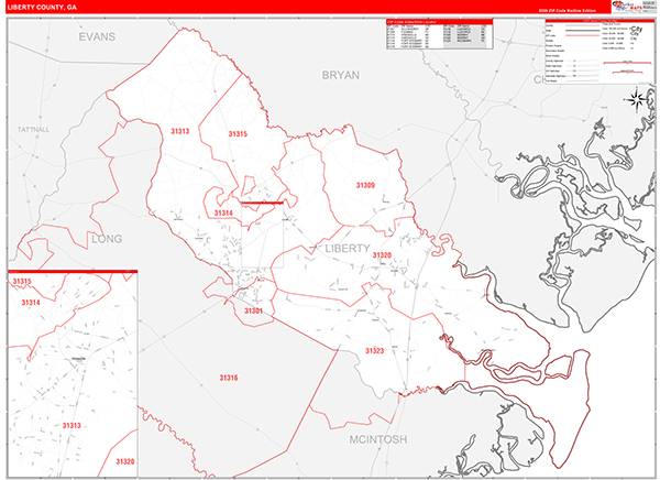 Liberty County, GA Zip Code Map