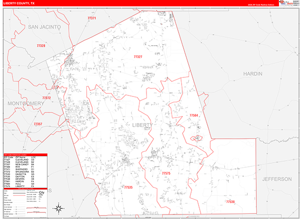 Liberty County, TX Zip Code Map