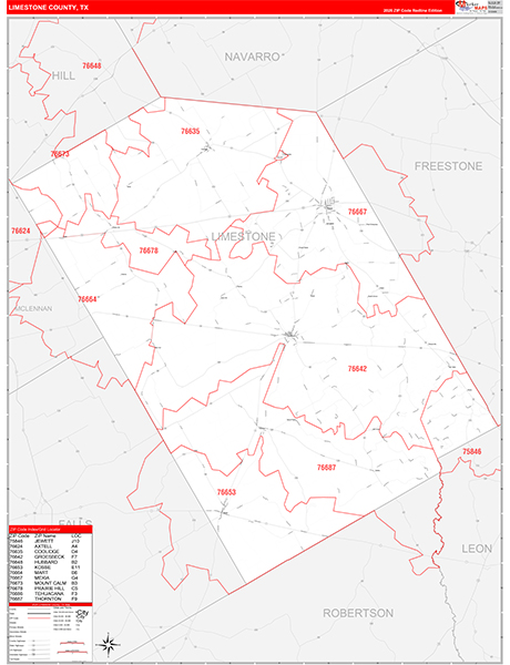 Limestone County, TX Zip Code Map