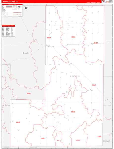 Lincoln County, CO Zip Code Map