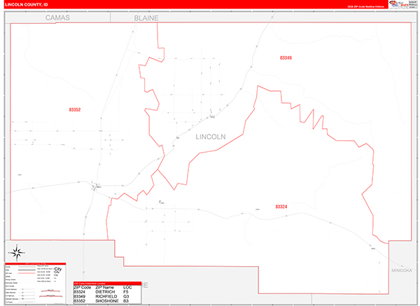 Lincoln County, ID Carrier Route Wall Map