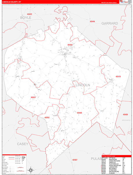 Lincoln County, KY Zip Code Map