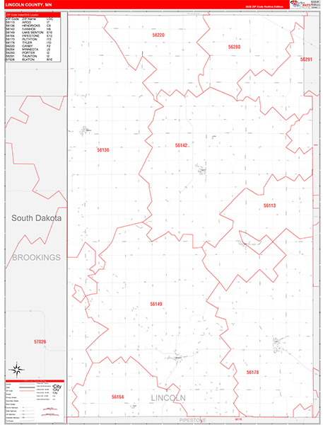 Lincoln County, MN Zip Code Map