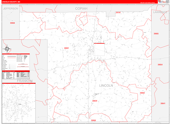 Lincoln County, MS Zip Code Map