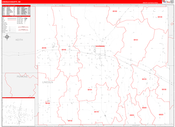 Lincoln County, NE Carrier Route Wall Map