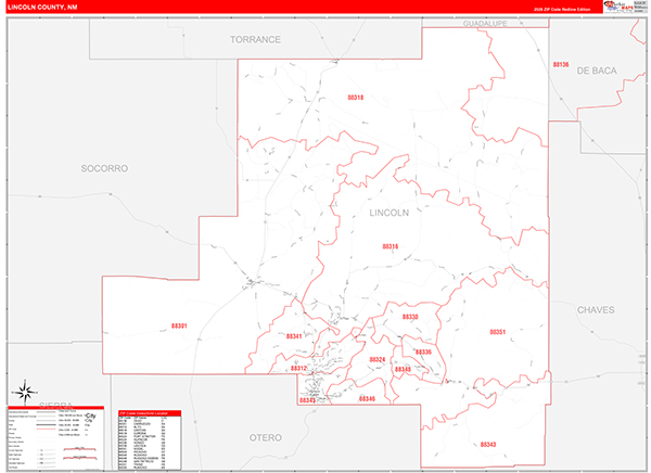Lincoln County, NM Zip Code Map