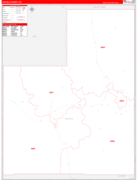 Lincoln County, NV Zip Code Map
