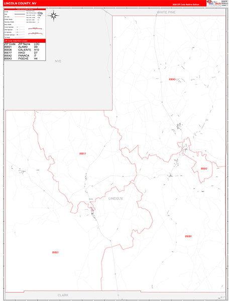Lincoln County, NV Zip Code Map