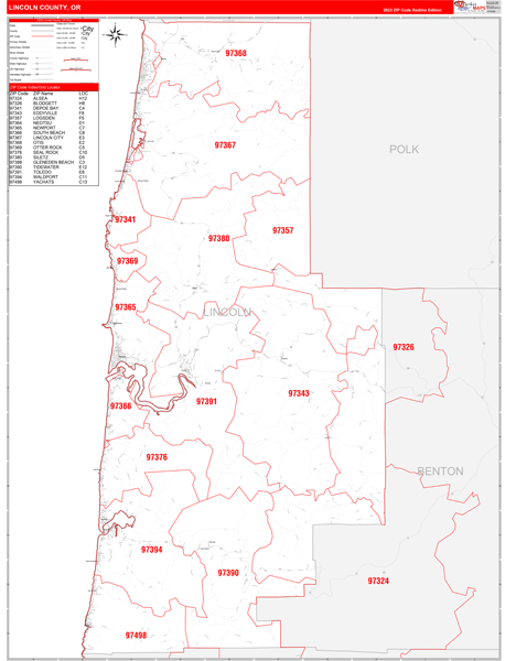 Lincoln County, OR Zip Code Map