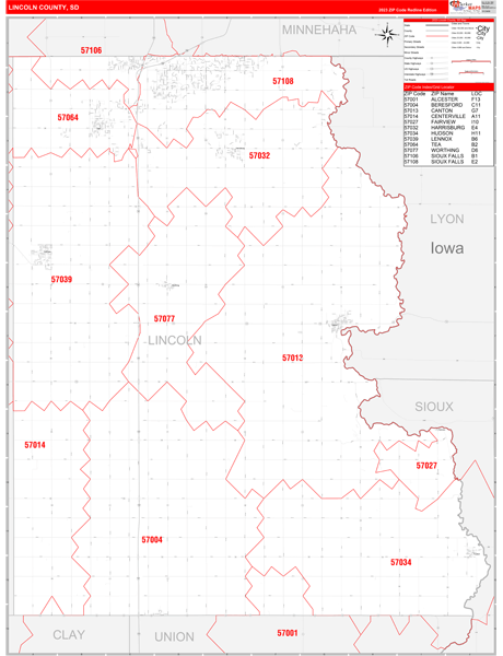 Lincoln County, SD Zip Code Map