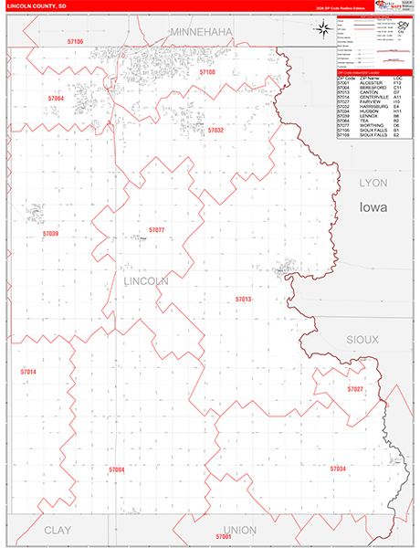 Lincoln County, SD Zip Code Map