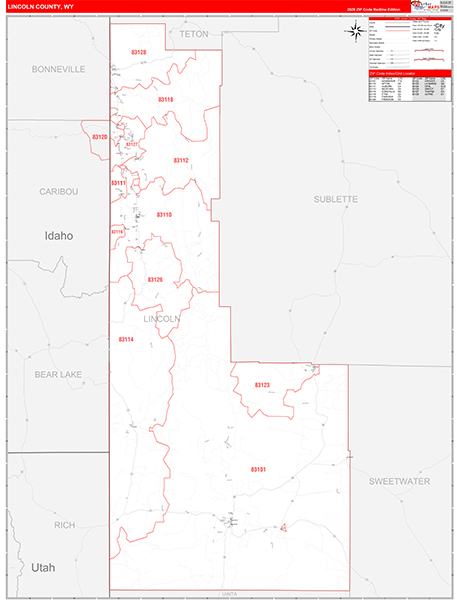 Lincoln County, WY Zip Code Map