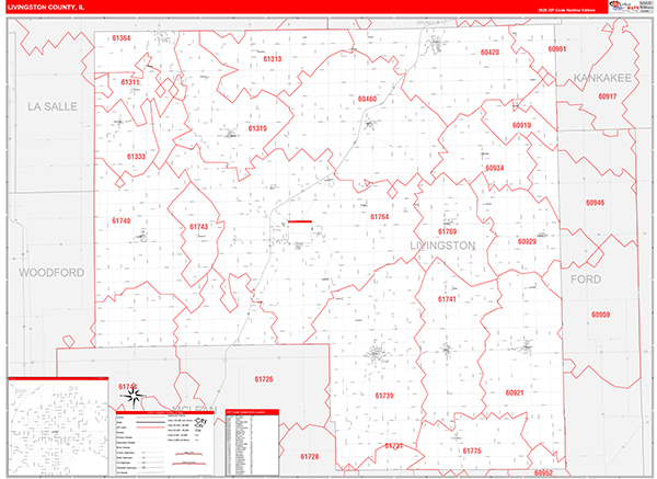 Livingston County, IL Zip Code Map