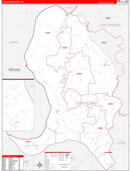 Livingston County, KY Zip Code Map