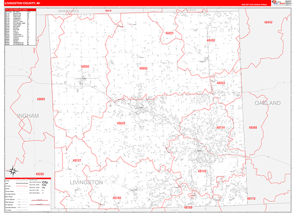 Livingston County, MI Zip Code Map