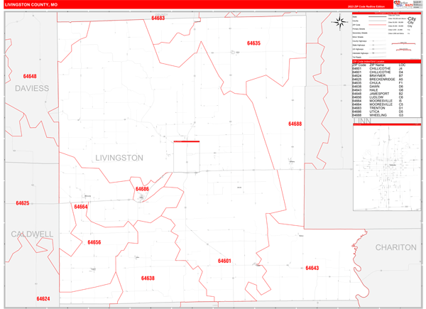 Livingston County, MO Zip Code Map