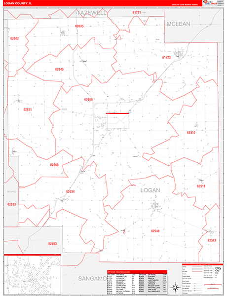 Logan County, IL Zip Code Map