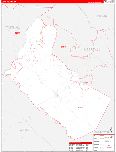 Long County, GA Zip Code Map