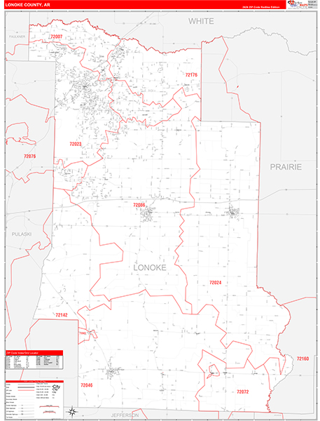 Lonoke County, AR Zip Code Map