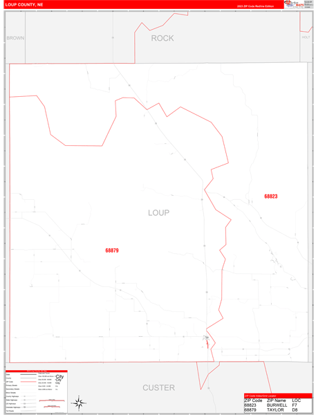 Loup County, NE Zip Code Wall Map