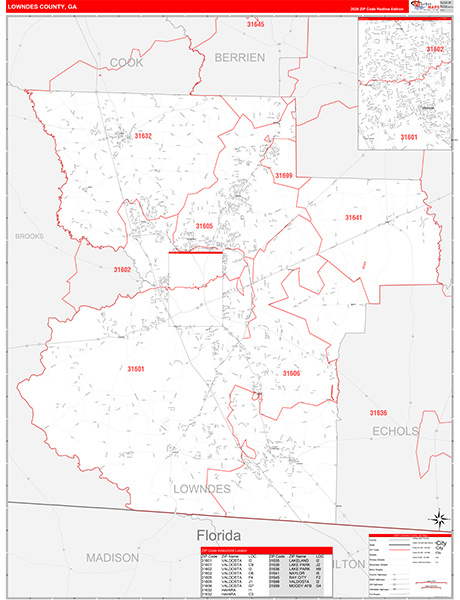 Lowndes County, GA Zip Code Map