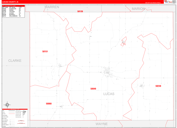 Lucas County Digital Map Red Line Style