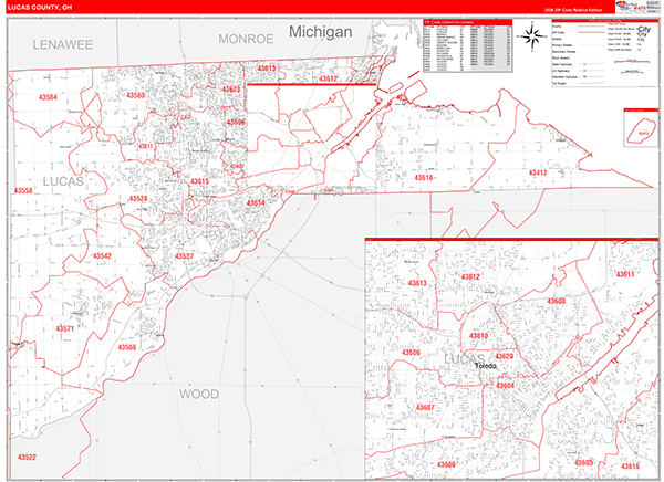 Lucas County, OH Zip Code Map