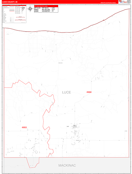 Luce County, MI Zip Code Map