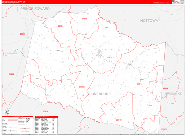 Lunenburg County, VA Zip Code Map