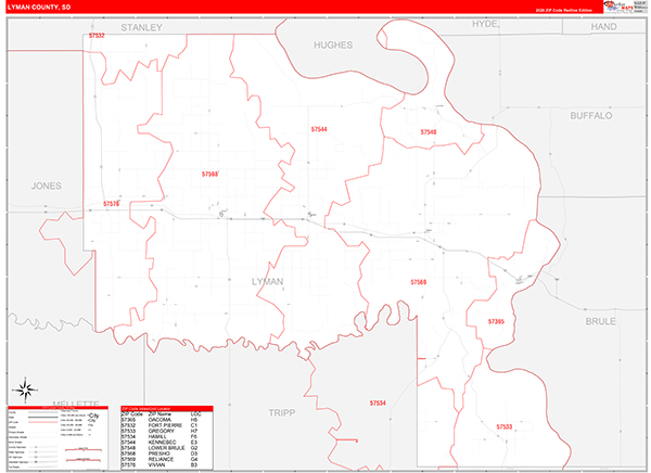 Lyman County, SD Zip Code Map