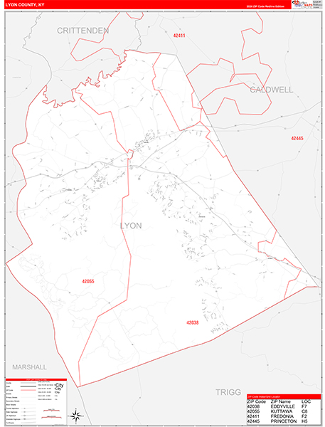 Lyon County, KY Zip Code Map