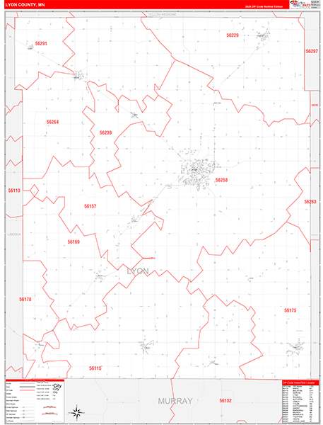 Lyon County, MN Zip Code Map