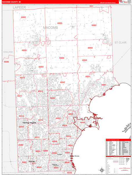 Macomb County, MI Zip Code Map