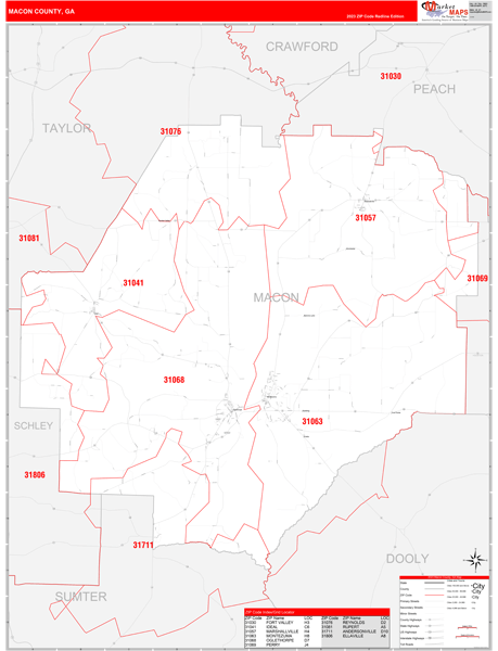 Macon County, GA Zip Code Map