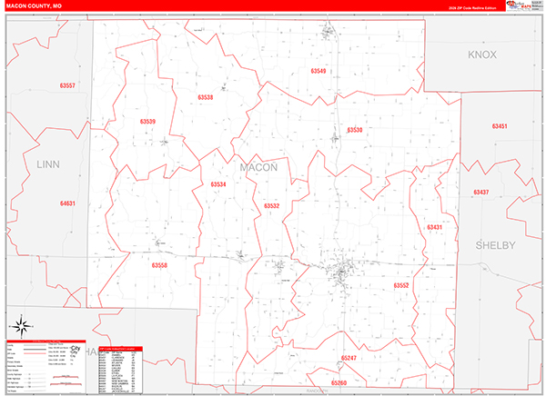 Macon County, MO Zip Code Map