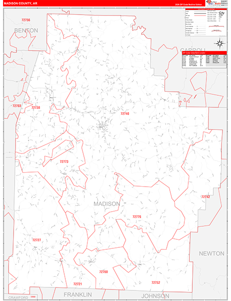 Madison County, AR Zip Code Map