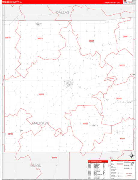 Madison County, IA Carrier Route Wall Map