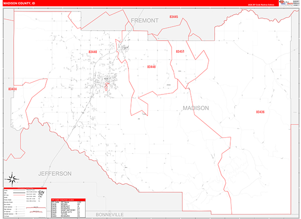 Madison County, ID Zip Code Map