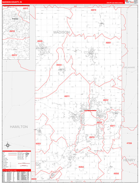 Madison County, IN Zip Code Map