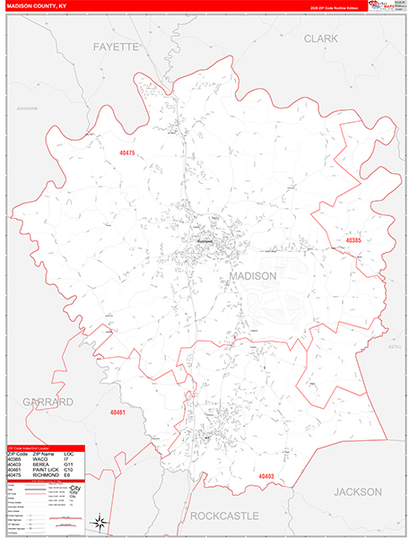 Madison County, KY Zip Code Map