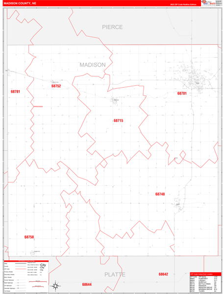 Madison County Digital Map Red Line Style