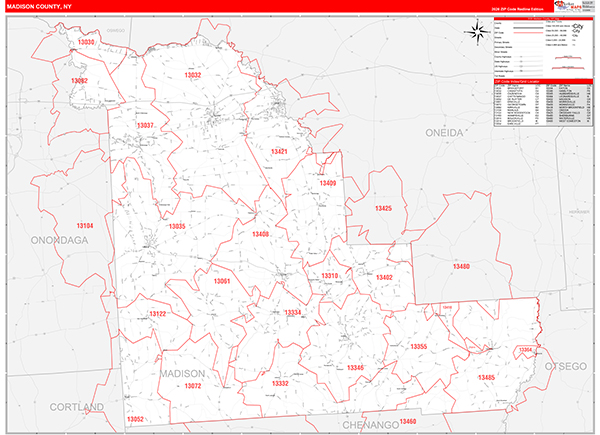 Madison County, NY Zip Code Map