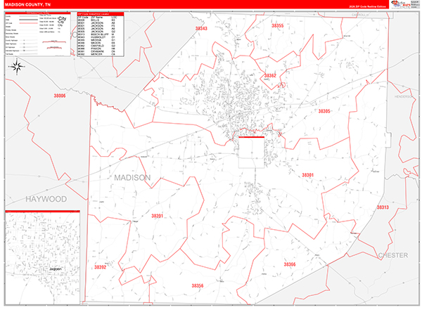 Madison County, TN Zip Code Map