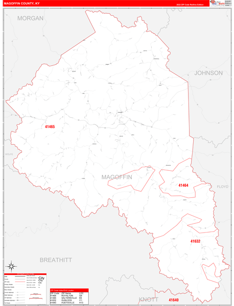 Magoffin County, KY Zip Code Map