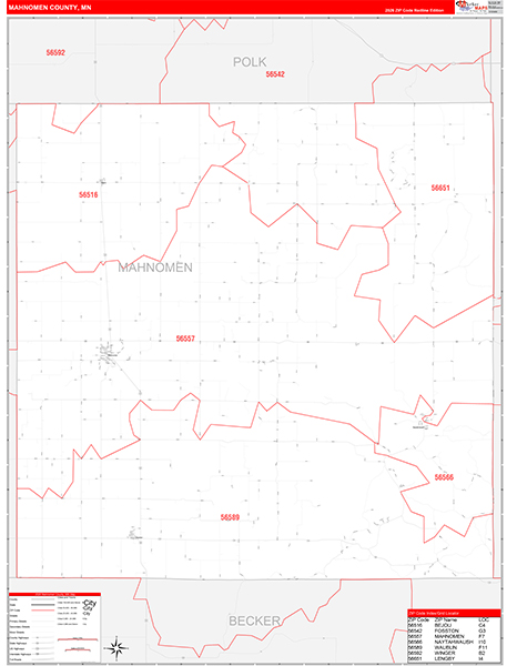 Mahnomen County, MN Zip Code Map
