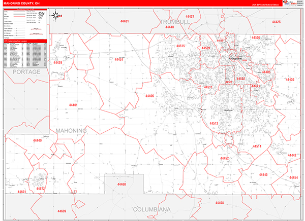 Mahoning County, OH Zip Code Map