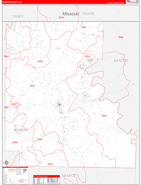 Marion County, AR Zip Code Map