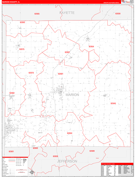 Marion County, IL Zip Code Map